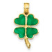 14K Yellow Gold 4-Leaf Clover Translucent Acrylic Pendant - (A85-257)