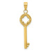 14K Yellow Gold Clover Top Puff Round Key Pendant - (A85-359)