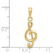 14K Yellow Gold Polished Open-Backed Treble Clef Pendant - (A85-407)