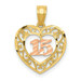 14K Yellow Gold Two-tone Diamond-cut 15 Pendant - (A85-942)