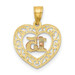 14K Yellow Gold Two-tone Diamond-cut 15 Pendant - (A85-942)