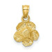 14K Yellow Gold Satin Diamond-cut Hibiscus Flower Pendant - (A87-431)