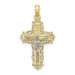 10K Two-tone Gold Textured With Lace Trim Crucifix Charm Pendant - (A88-931) 10K Two-tone Gold Textured With Lace Trim Crucifix Charm Pendant - (A88-931)