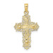 10K Two-tone Gold Textured With Lace Trim Crucifix Charm Pendant - (A88-931) 10K Two-tone Gold Textured With Lace Trim Crucifix Charm Pendant - (A88-931)