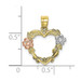 10K Tri-color Gold Flower In Heart Charm Pendant - (A89-107) 10K Tri-color Gold Flower In Heart Charm Pendant - (A89-107)