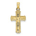 10K Two-tone Gold Polished Block Crucifix INRI Charm Pendant - (A89-111) 10K Two-tone Gold Polished Block Crucifix INRI Charm Pendant - (A89-111)