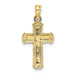 10K Two-tone Gold Polished Block Crucifix INRI Charm Pendant - (A89-111) 10K Two-tone Gold Polished Block Crucifix INRI Charm Pendant - (A89-111)