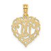 14K Yellow Gold W Script Initial In Heart Charm Pendant - (A90-619)