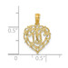 14K Yellow Gold W Script Initial In Heart Charm Pendant - (A90-619)