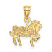 14K Yellow Gold Carousel Horse Charm Pendant - (A90-991)