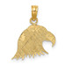 14K Yellow Gold Engraved Flat Eagle Head Charm Pendant - (A91-677)