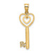 14K Yellow Gold Key With Heart Sweet 16 Charm Pendant - (A92-168) 14K Yellow Gold Key With Heart Sweet 16 Charm Pendant - (A92-168)