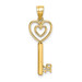 14K Yellow Gold Key With Heart Sweet 16 Charm Pendant - (A92-168) 14K Yellow Gold Key With Heart Sweet 16 Charm Pendant - (A92-168)