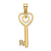 14K Yellow Gold Key With Heart Sweet 16 Charm Pendant - (A92-168) 14K Yellow Gold Key With Heart Sweet 16 Charm Pendant - (A92-168)