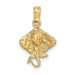 14K Yellow Gold 2-D Stingray Charm Pendant - (A92-181)