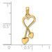 14K Yellow Gold 2-D & Polished Heart With Double Heart Beaded Tassle Charm Pendant - (A92-248) 14K Yellow Gold 2-D & Polished Heart With Double Heart Beaded Tassle Charm Pendant - (A92-248)