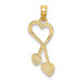 14K Yellow Gold 2-D & Polished Heart With Double Heart Beaded Tassle Charm Pendant - (A92-248) 14K Yellow Gold 2-D & Polished Heart With Double Heart Beaded Tassle Charm Pendant - (A92-248)