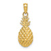 14K Yellow Gold 2-D & Textured Pineapple Charm Pendant - (A92-423)