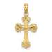 14K Yellow Gold Cross With Scroll Tips & Button Center Charm Pendant - (A92-540) 14K Yellow Gold Cross With Scroll Tips & Button Center Charm Pendant - (A92-540)