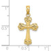 14K Yellow Gold Cross With Scroll Tips & Button Center Charm Pendant - (A92-540) 14K Yellow Gold Cross With Scroll Tips & Button Center Charm Pendant - (A92-540)