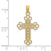 14K Yellow Gold Textured & Cutout With Rope Frame Block Cross Charm Pendant - (A93-389) 14K Yellow Gold Textured & Cutout With Rope Frame Block Cross Charm Pendant - (A93-389)