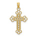 14K Yellow Gold Textured & Cutout With Rope Frame Block Cross Charm Pendant - (A93-389) 14K Yellow Gold Textured & Cutout With Rope Frame Block Cross Charm Pendant - (A93-389)
