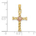 14K Two-Tone Gold Twisted Cross With Flower Charm Pendant - (A93-692) 14K Two-Tone Gold Twisted Cross With Flower Charm Pendant - (A93-692)