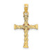 14K Two-Tone Gold Twisted Cross With Flower Charm Pendant - (A93-692) 14K Two-Tone Gold Twisted Cross With Flower Charm Pendant - (A93-692)