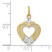 14K Yellow Gold with White Rhodium Diamond-cut with Textured Heart Charm Pendant - (A93-975)
