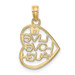 14K Yellow Gold with White Rhodium-Plated Live Love Laugh In Heart Charm Pendant - (A94-210) 14K Yellow Gold with White Rhodium-Plated Live Love Laugh In Heart Charm Pendant - (A94-210)