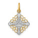 14K Yellow Gold and White Rhodium with Diamond-cut Filigree Medallion Charm Pendant - (A94-455)