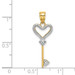 14K Yellow Gold with White Rhodium Key With Heart Charm Pendant - (A94-460)