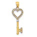 14K Yellow Gold & Rhodium Heart Key Pendant - (B13-275) 14K Yellow Gold & Rhodium Heart Key Pendant - (B13-275)