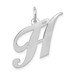 14K White Gold Medium Fancy Script Initial Letter H Charm Pendant - (B13-298)