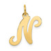 14K Yellow Gold Initial Letter N Charm Pendant - (B13-396)