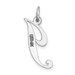 14K White Gold Medium Fancy Script Initial Letter J Charm Pendant - (B13-439)
