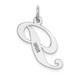 14K White Gold Medium Fancy Script Initial Letter P Charm Pendant - (B13-456)