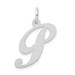 14K White Gold Medium Fancy Script Initial Letter P Charm Pendant - (B13-456)