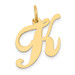 14K Yellow Gold Medium Fancy Script Initial Letter K Charm Pendant - (B13-480)