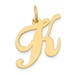 14K Yellow Gold Medium Fancy Script Initial Letter K Charm Pendant - (B13-480)
