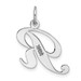 14K White Gold Medium Fancy Script Initial Letter R Charm Pendant - (B13-496)