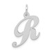 14K White Gold Medium Fancy Script Initial Letter R Charm Pendant - (B13-496)