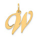 14K Yellow Gold Medium Fancy Script Initial Letter W Charm Pendant - (B14-357)