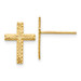 14K Yellow Gold Brushed Finish Cross Earrings 13mm length - (B40-881)