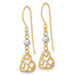 14k Two-tone Gold Polished Satin and Diamond-cut Heart Dangle Shepherd Hook Earrings - (B42-419)