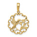 14K Yellow Gold Hummingbird with Flower In Frame Pendant - (A84-329)