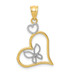 14K Yellow Gold Two-tone Butterfly In Heart Pendant - (A84-899)