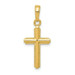 14K Yellow Gold Polished Cross With Stripped Border Pendant - (A85-508)