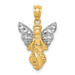 14K Yellow Gold Two-tone Textured Angel Pendant - (A85-801)