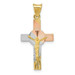 14K Yellow Gold and Rhodium Iona Crucifix Cross Pendant - (A85-811)